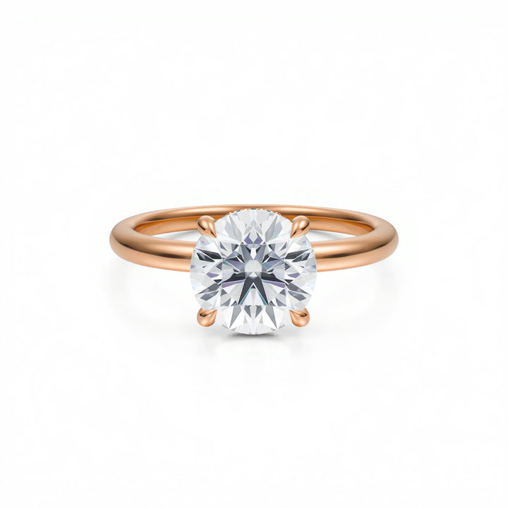 Round Solitaire Ring With Diamond Basket