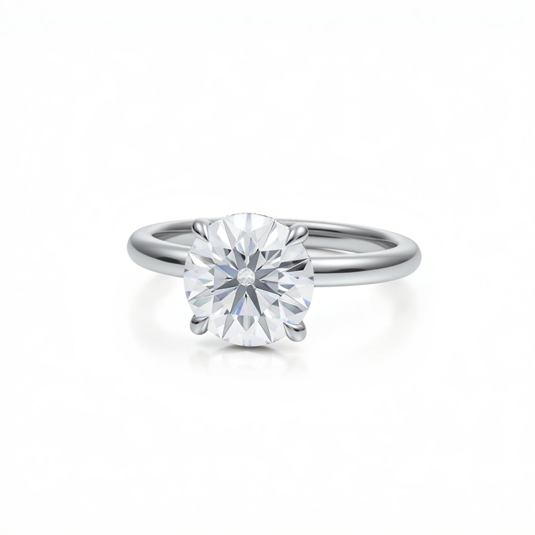 Round Solitaire Ring With Diamond Basket