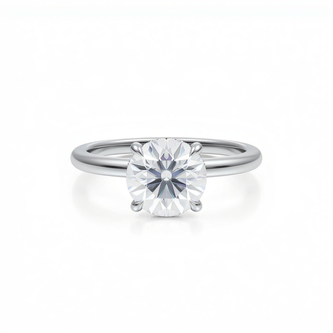 Round Solitaire Ring With Hidden Halo