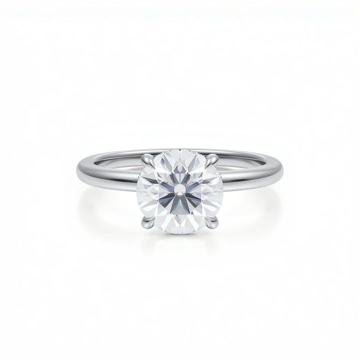 Round Solitaire Ring With Hidden Halo