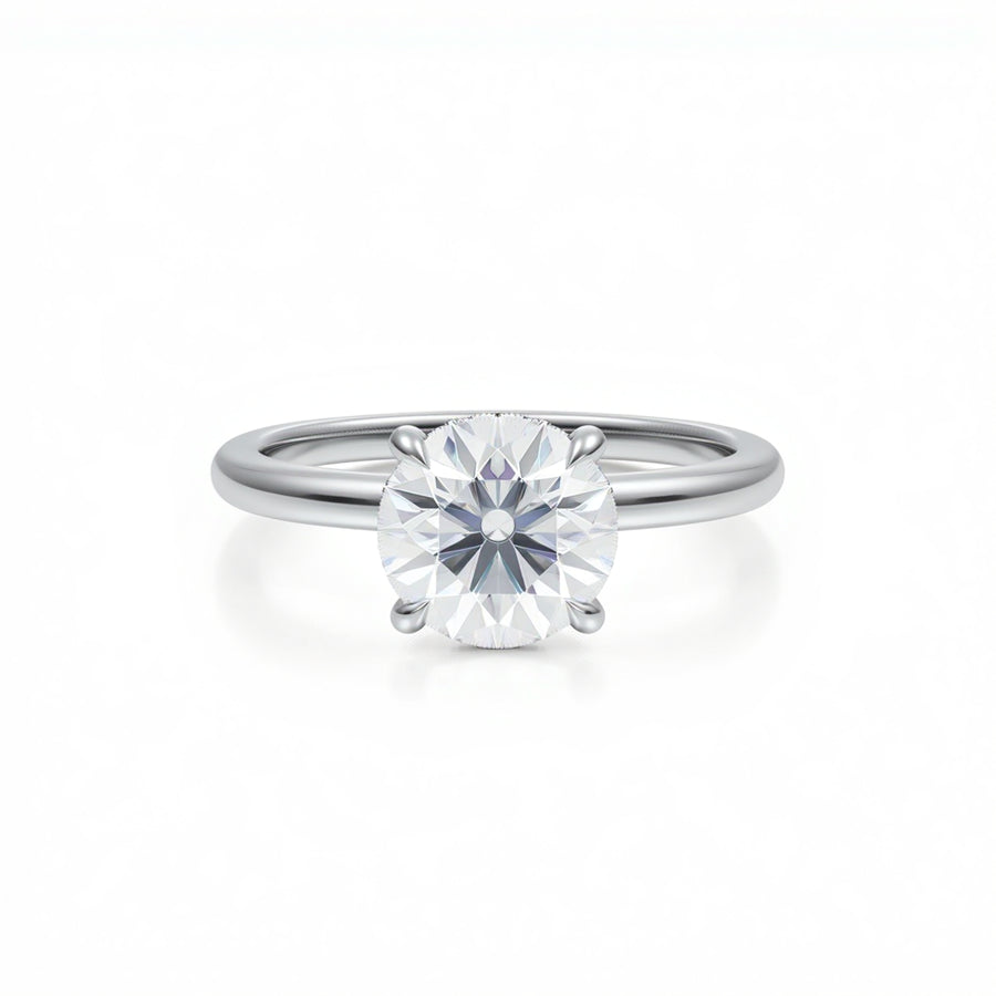 Round Solitaire Ring With Hidden Halo