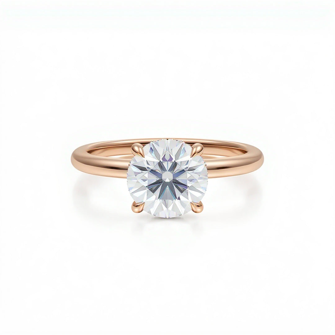 Round Solitaire Ring With Hidden Halo