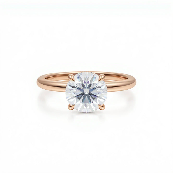 Round Solitaire Ring With Hidden Halo