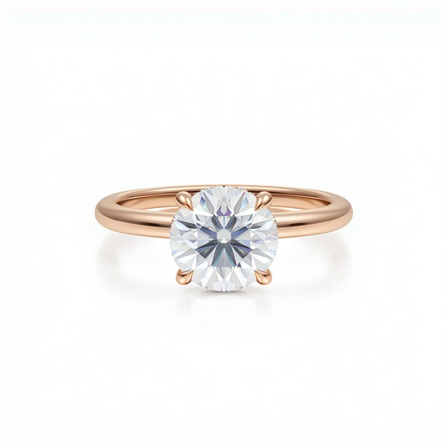Round Solitaire Ring With Hidden Halo