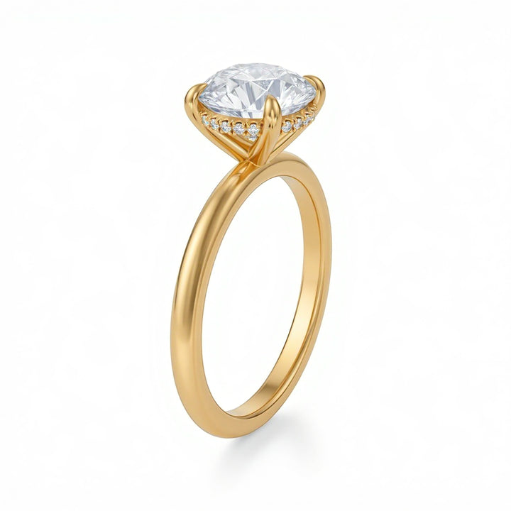 Round Solitaire Ring With Hidden Halo
