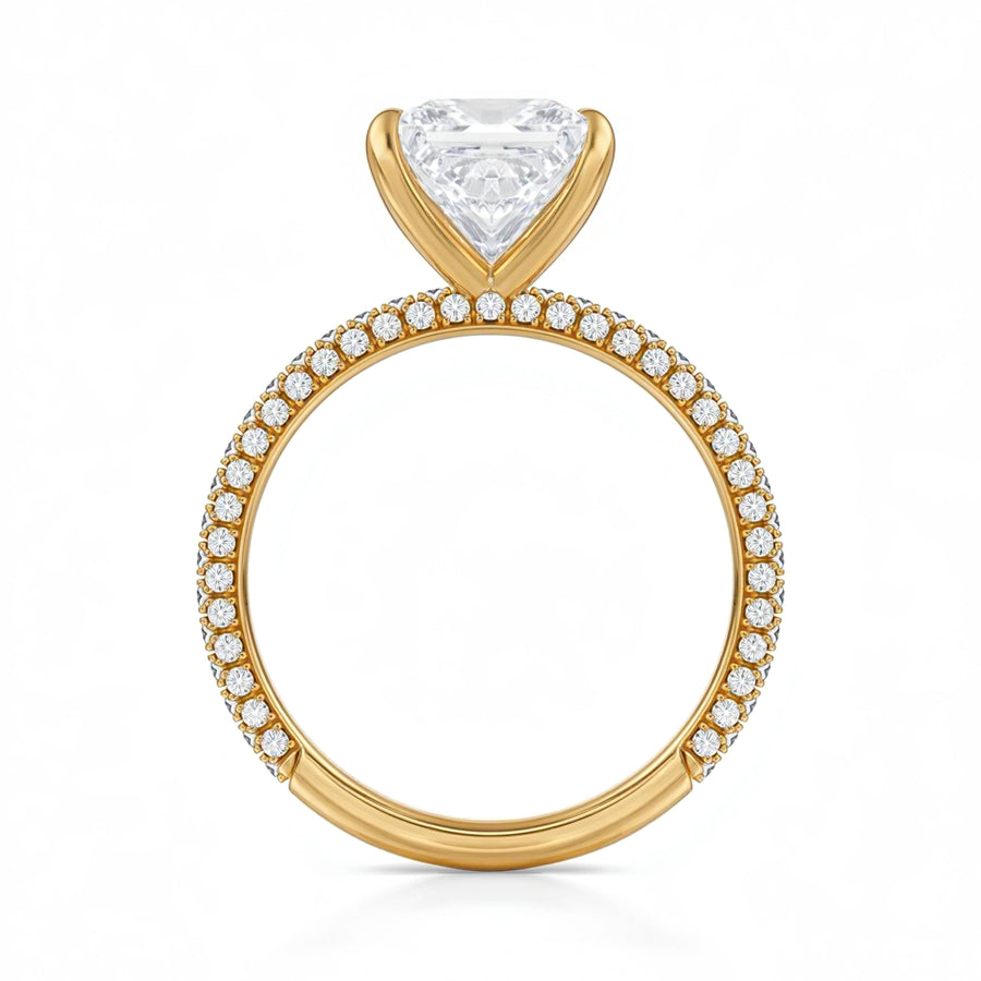 Princess Three Row Pave Ring