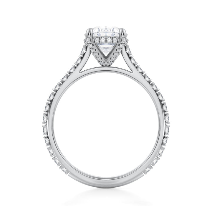 Oval Pave Cathedral Ring With Pave Basket