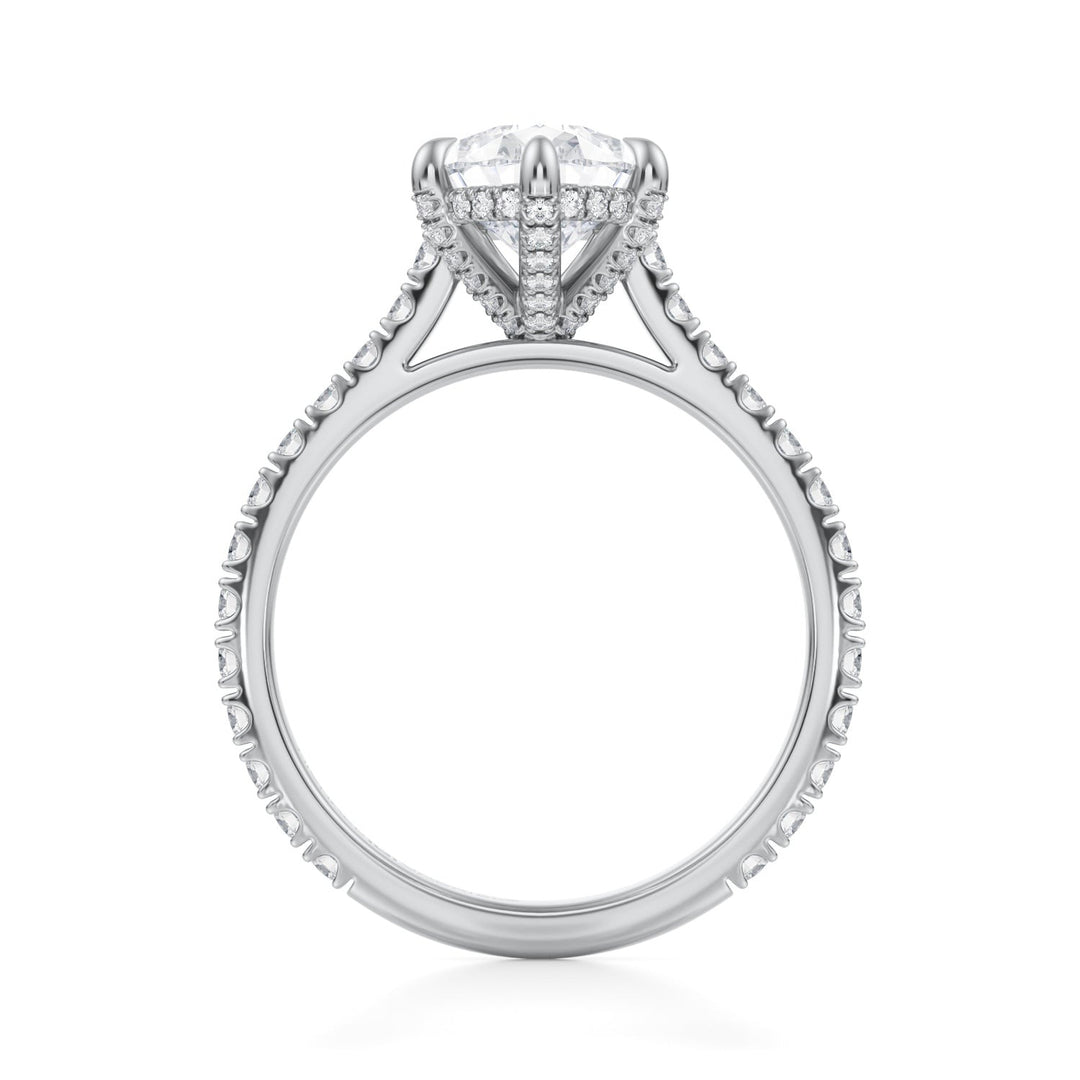 Pear Pave Cathedral Ring With Pave Basket