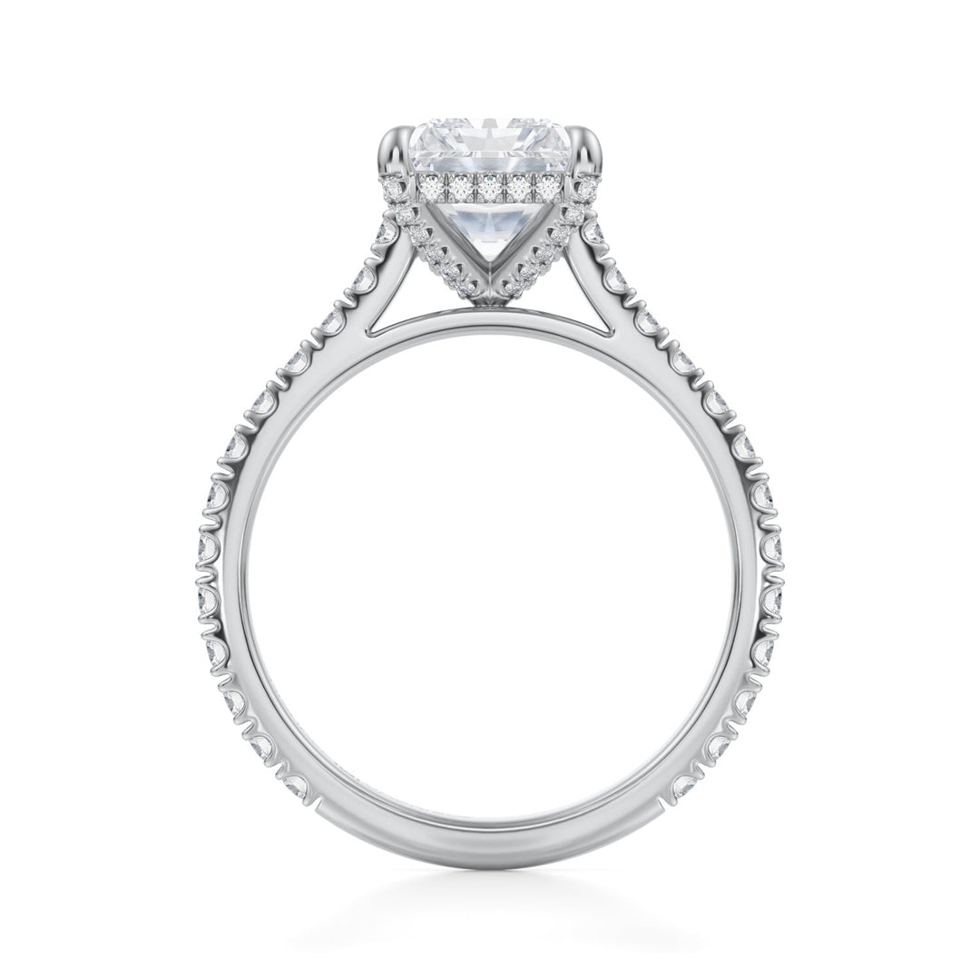 Radiant Pave Cathedral Ring With Pave Basket