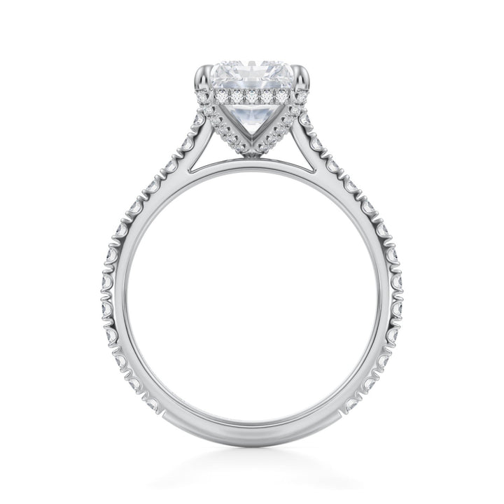 Radiant Pave Cathedral Ring With Pave Basket