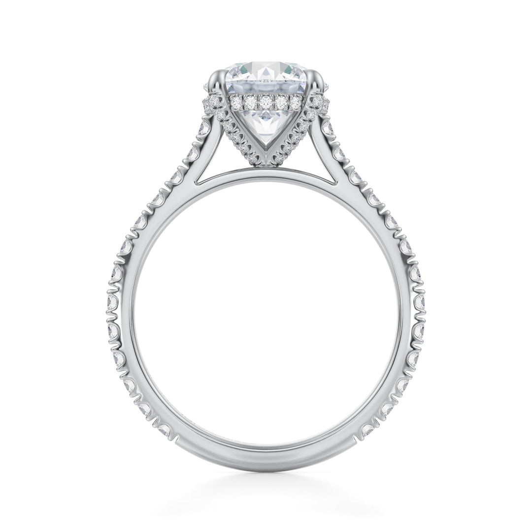 Round Pave Cathedral Ring With Pave Basket