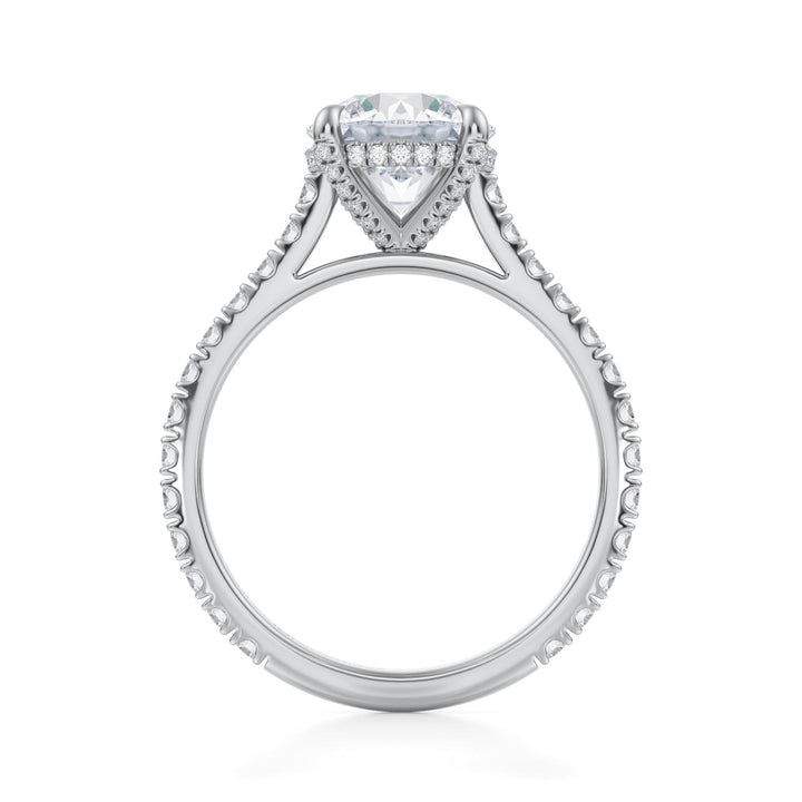 Round Pave Cathedral Ring With Pave Basket