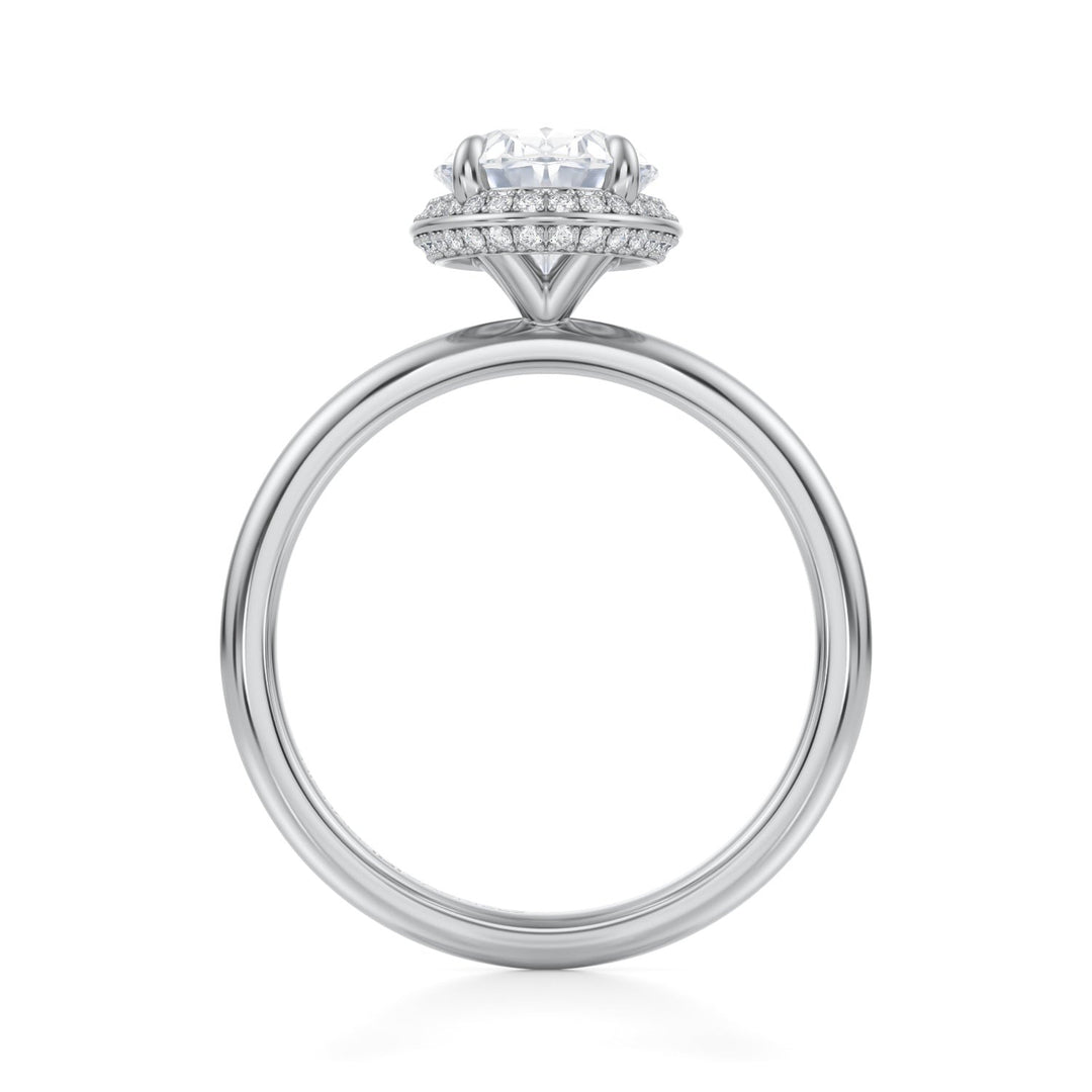 Oval Knife Edge Halo With Solitaire Ring