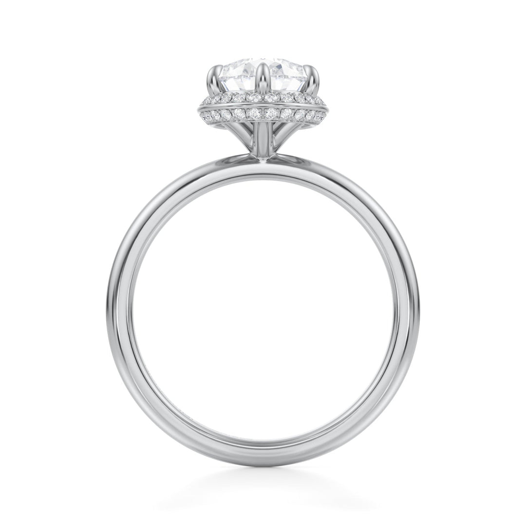 Pear Knife Edge Halo With Solitaire Ring
