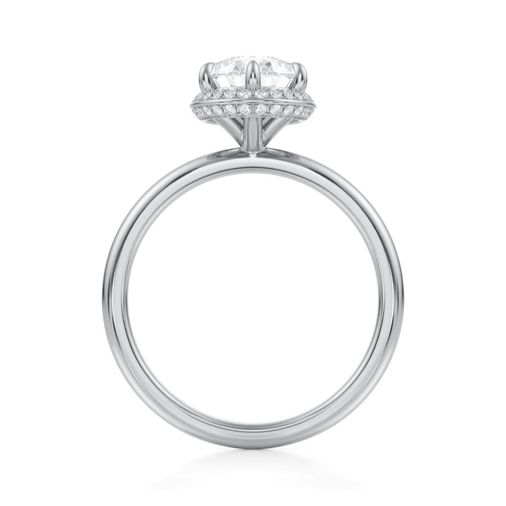 Pear Knife Edge Halo With Solitaire Ring