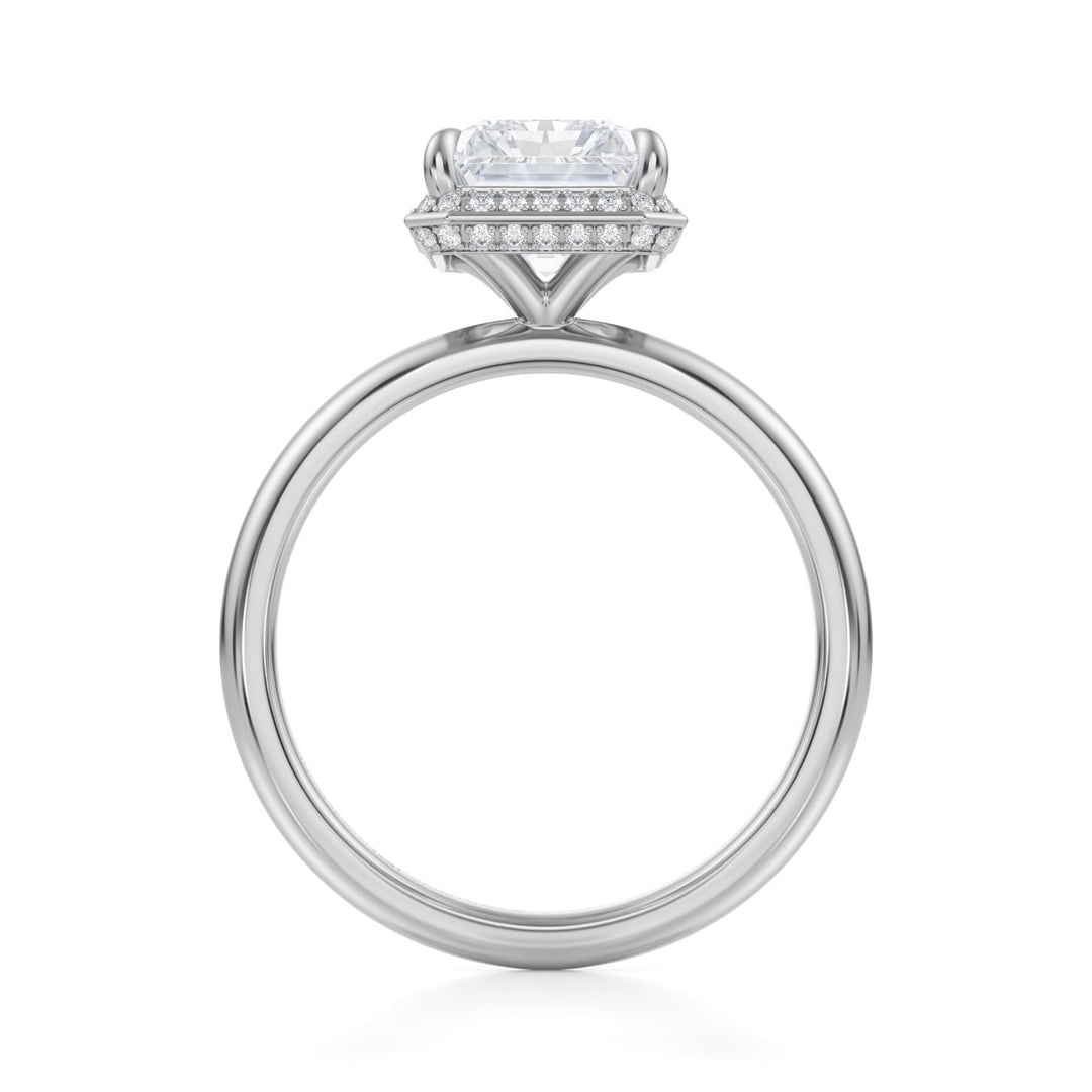 Radiant Knife Edge Halo With Solitaire Ring