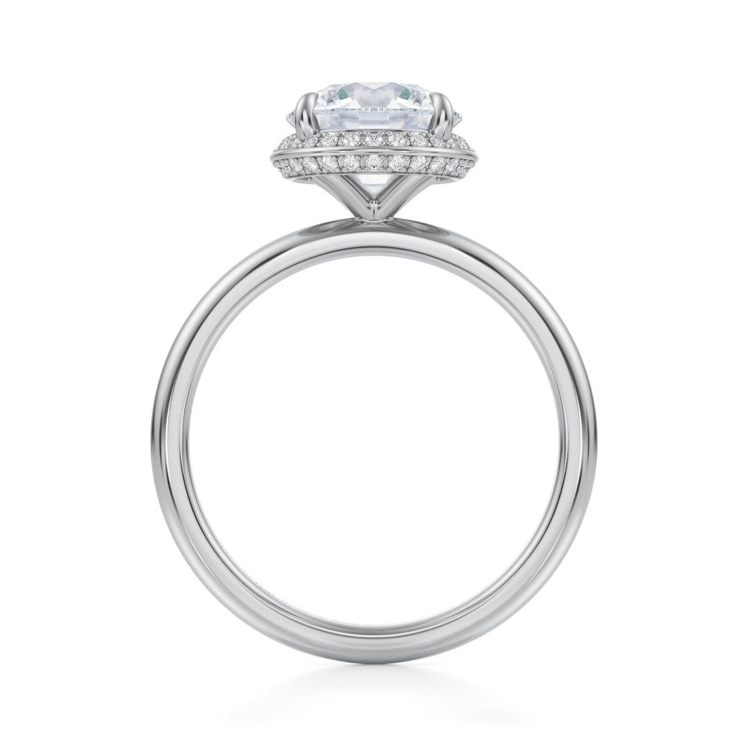 Round Knife Edge Halo With Solitaire Ring