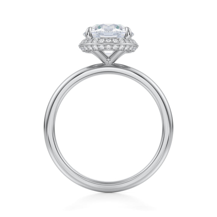 Round Knife Edge Halo With Solitaire Ring