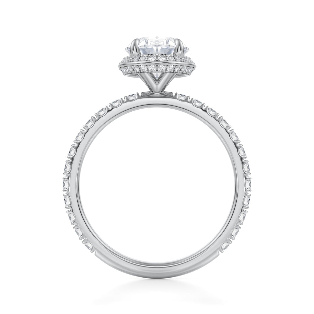 Oval Knife Edge Halo With Pave Ring