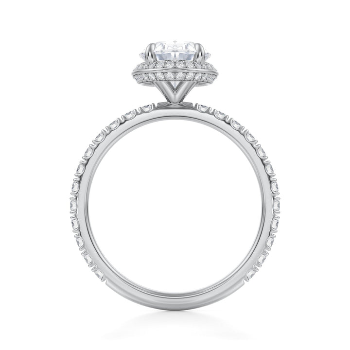 Oval Knife Edge Halo With Pave Ring