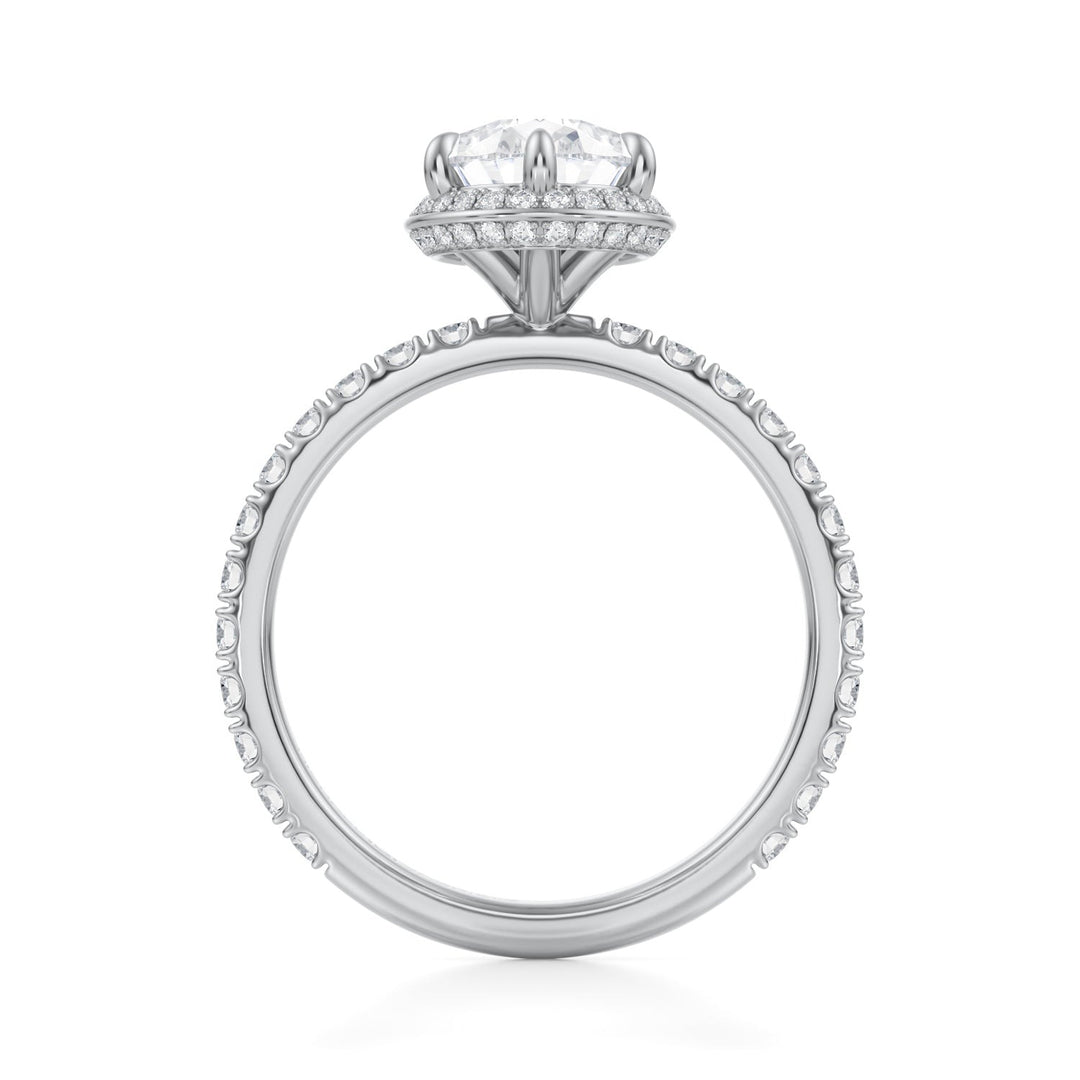 Pear Knife Edge Halo With Pave Ring