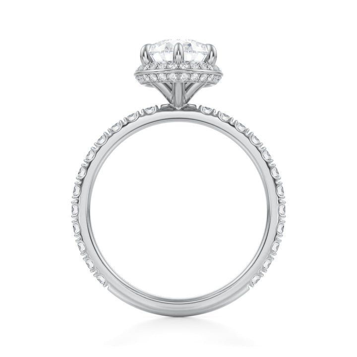 Pear Knife Edge Halo With Pave Ring