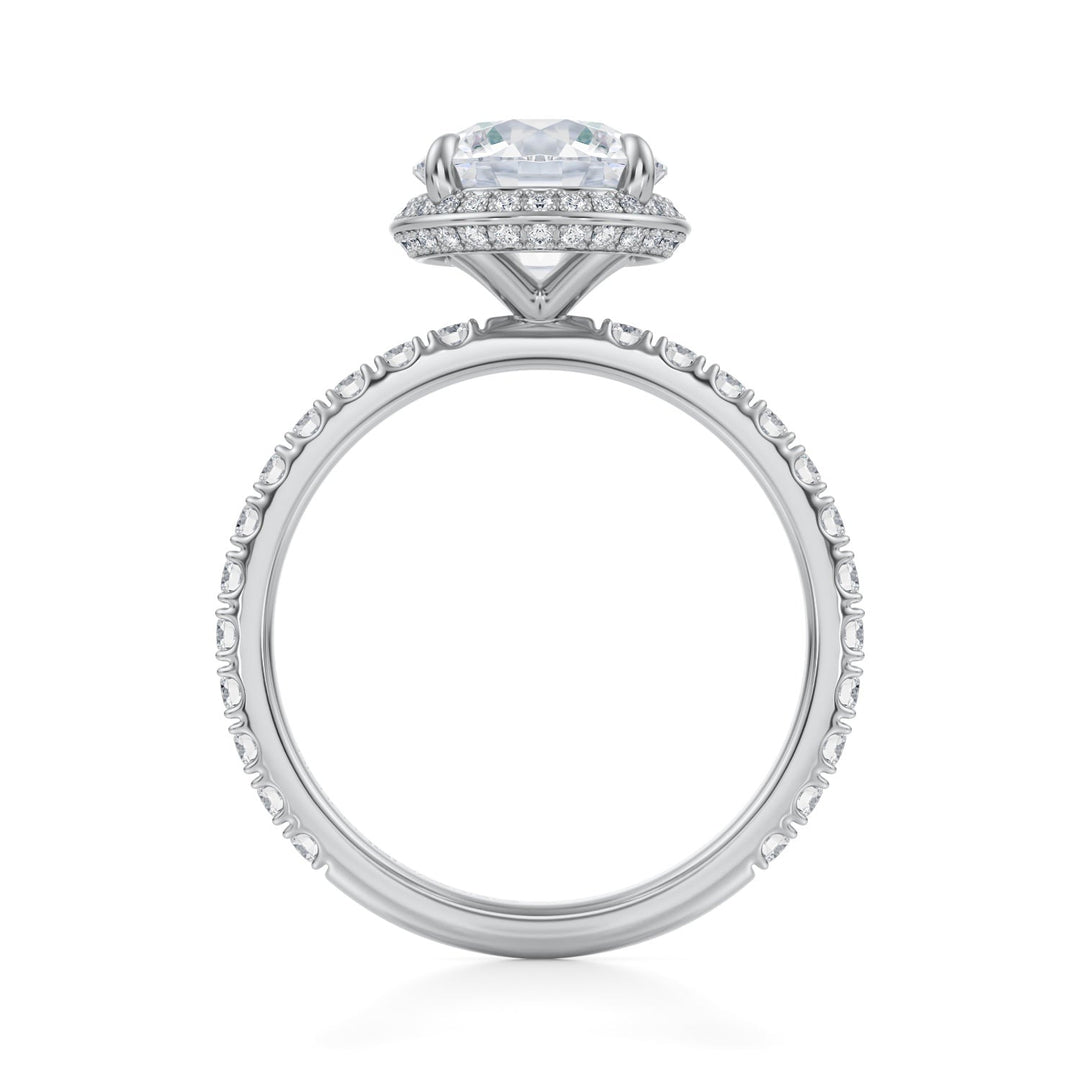 Round Knife Edge Halo With Pave Ring
