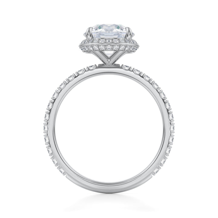 Round Knife Edge Halo With Pave Ring