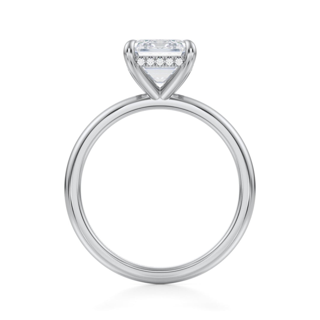 Emerald Solitaire Ring With Hidden Halo