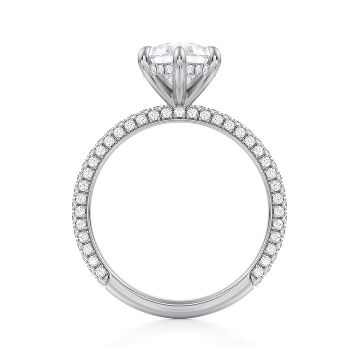 Pear Hidden Halo With Trio Pave Ring
