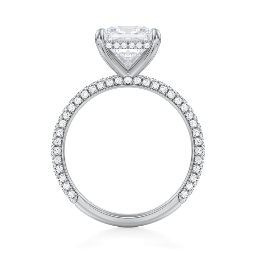 Princess Hidden Halo With Trio Pave Ring