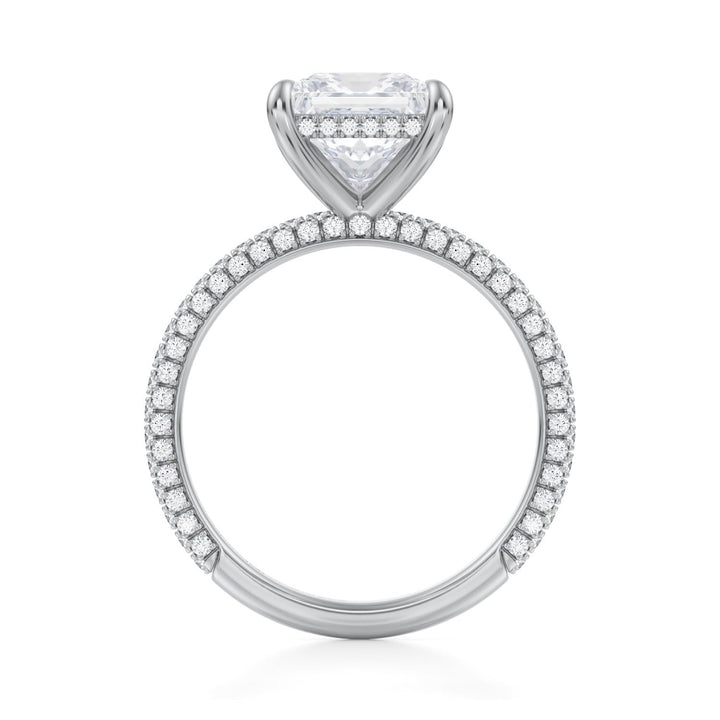 Princess Hidden Halo With Trio Pave Ring