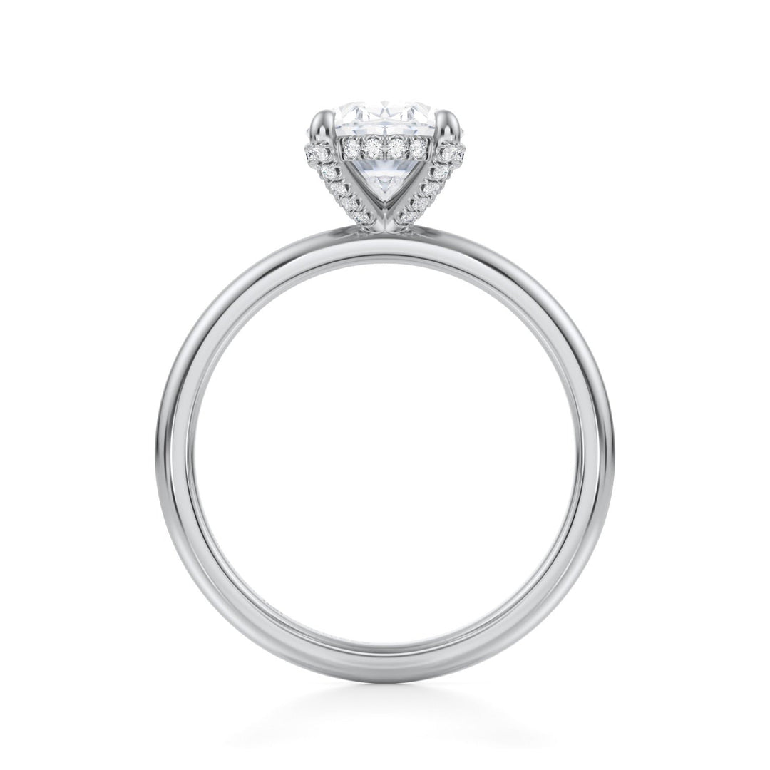 Oval Solitaire Ring With Pave Basket