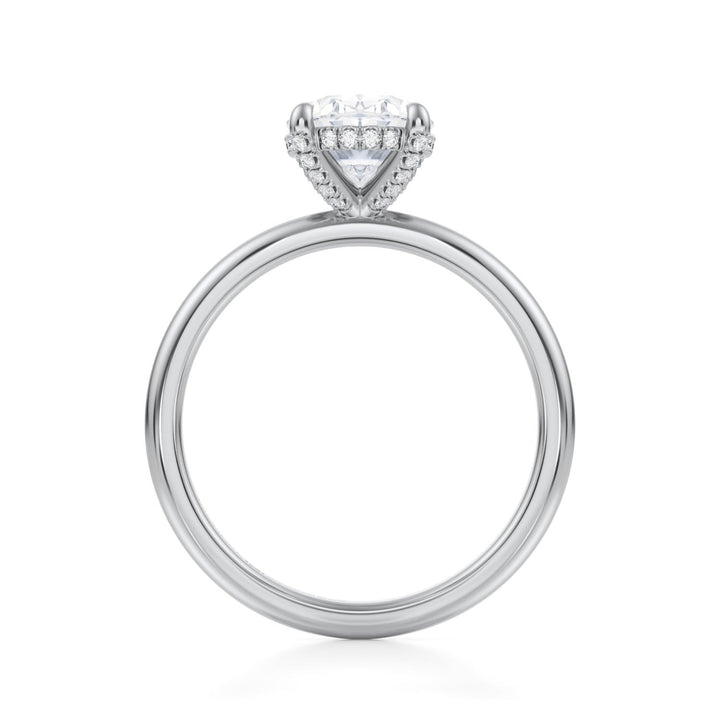 Oval Solitaire Ring With Pave Basket