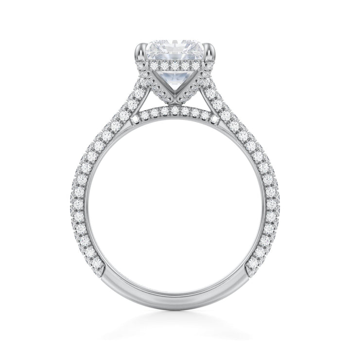 Radiant Trio Pave Cathedral Ring With Pave Basket