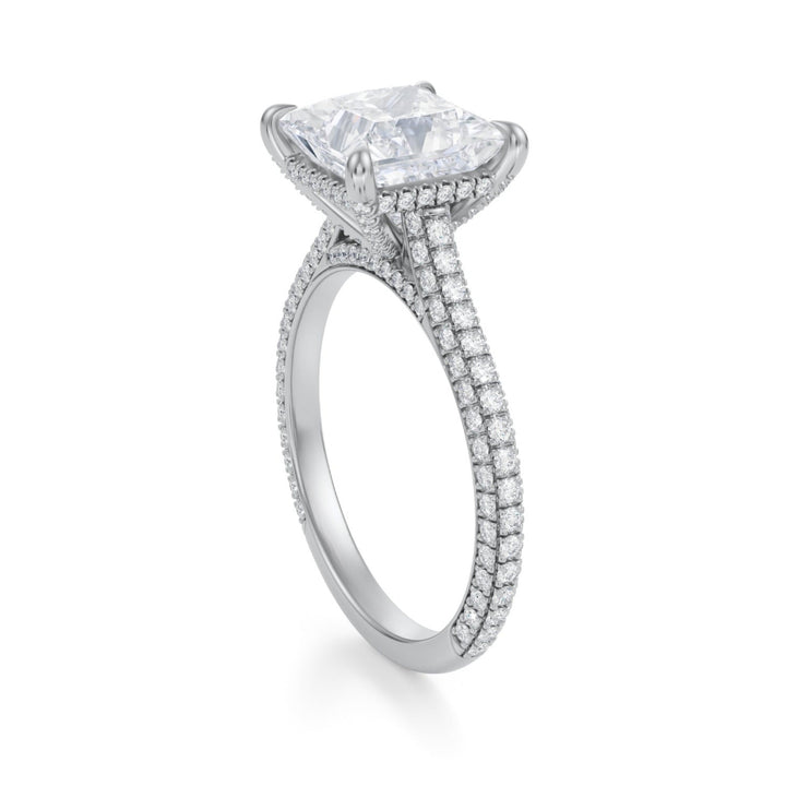 Princess Trio Pave Cathedral Ring With Pave Basket