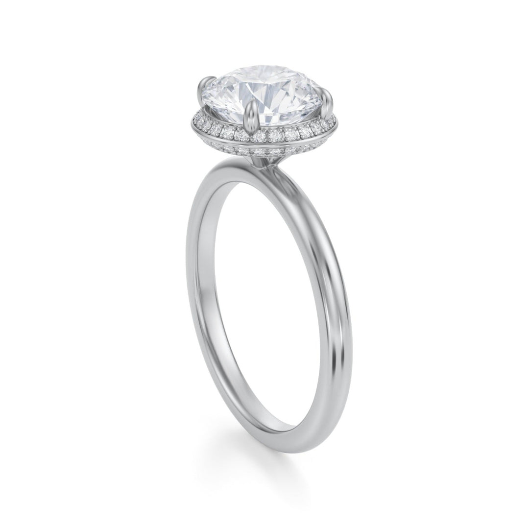 Round Knife Edge Halo With Solitaire Ring