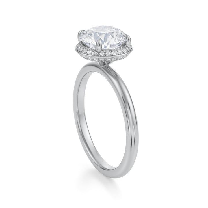 Round Knife Edge Halo With Solitaire Ring
