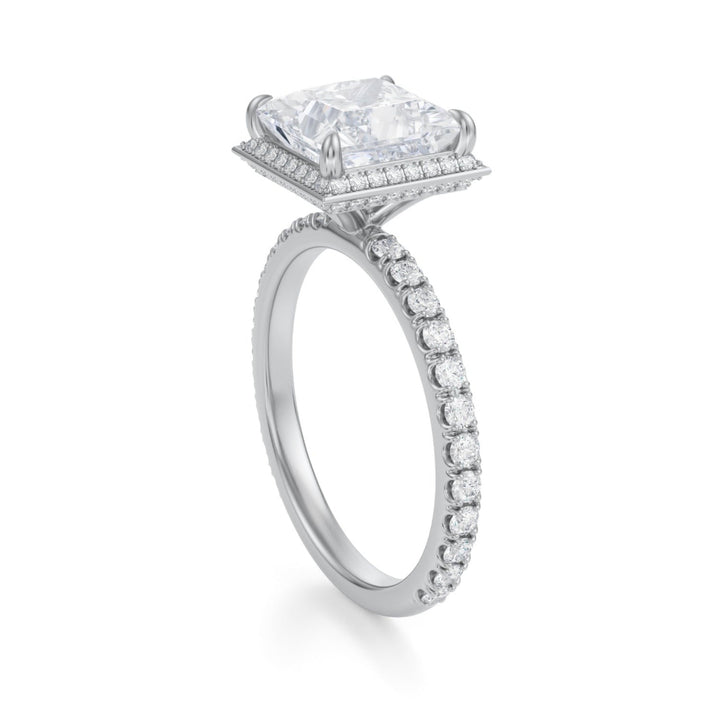 Princess Knife Edge Halo With Pave Ring