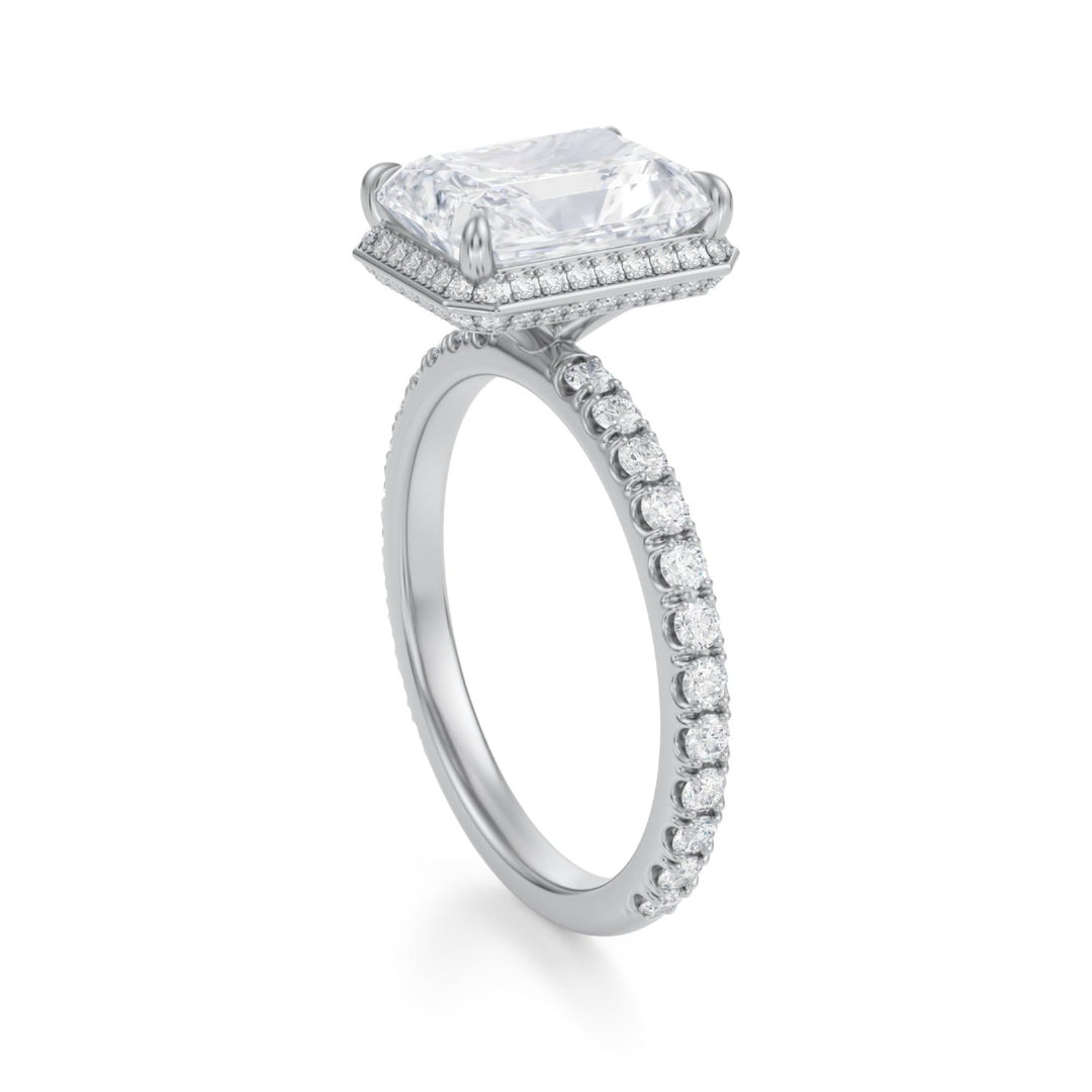 Radiant Knife Edge Halo With Pave Ring