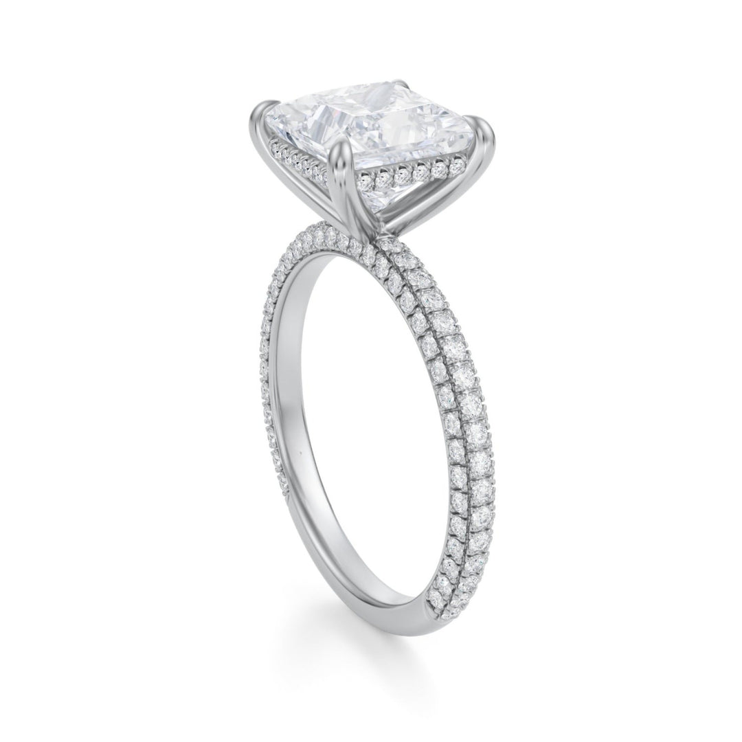 Princess Hidden Halo With Trio Pave Ring