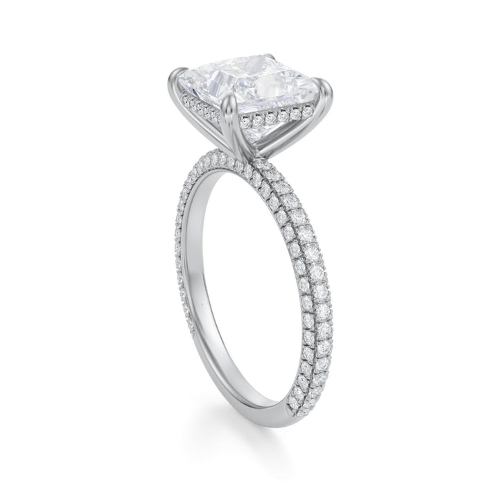 Princess Hidden Halo With Trio Pave Ring