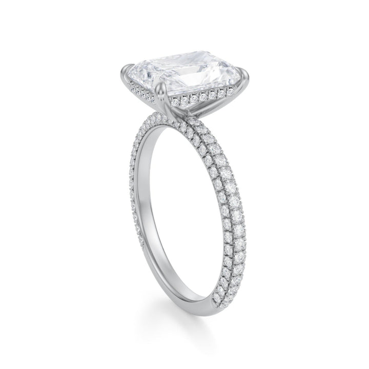 Radiant Hidden Halo With Trio Pave Ring