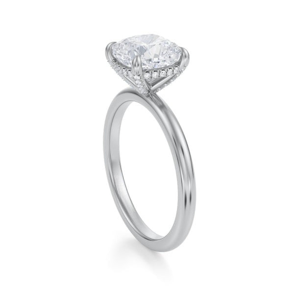 Cushion Solitaire Ring With Pave Basket