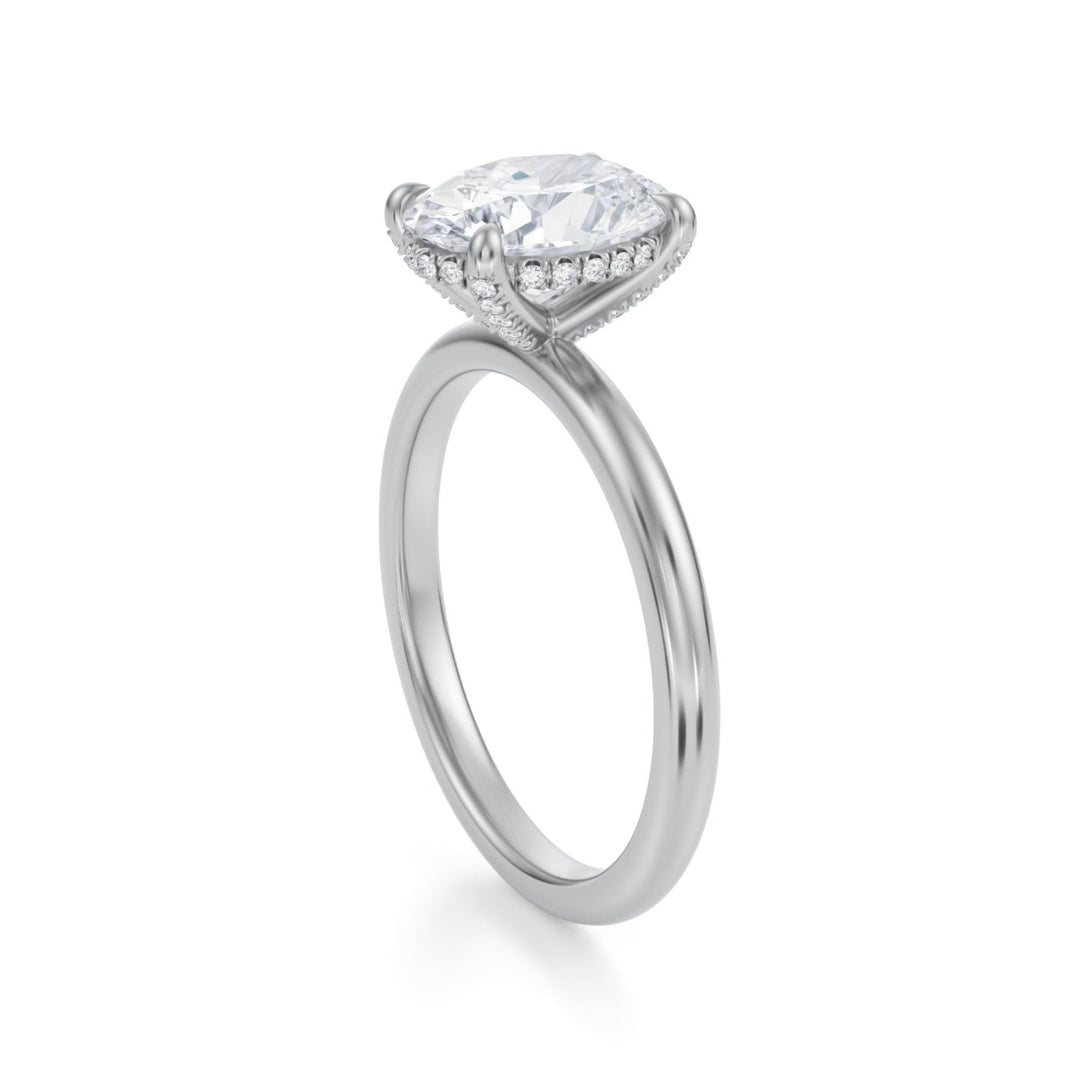 Oval Solitaire Ring With Pave Basket