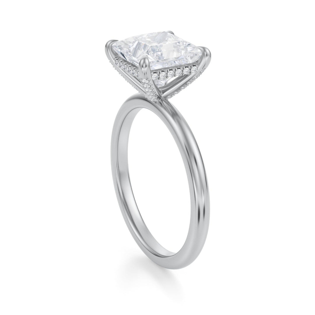 Princess Solitaire Ring With Pave Basket