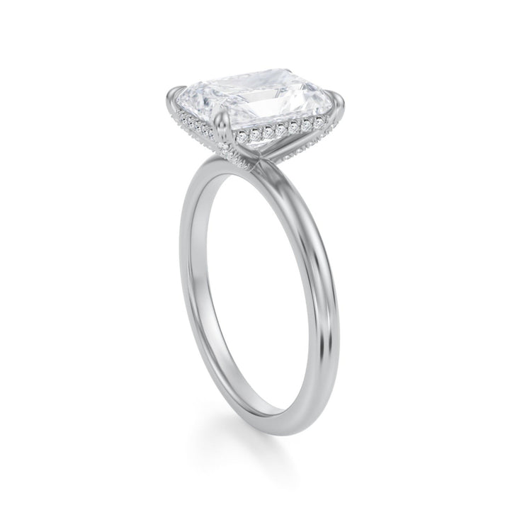 Radiant Solitaire Ring With Pave Basket