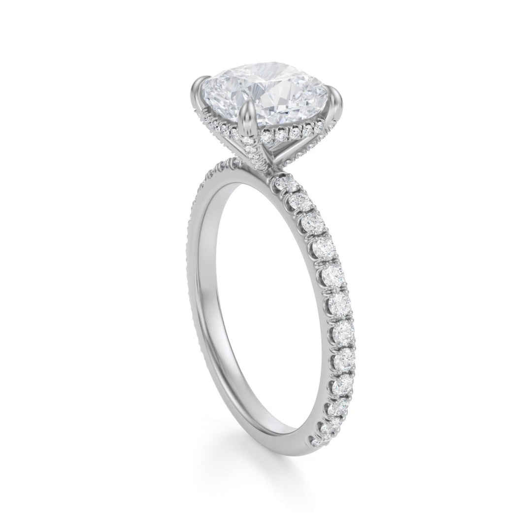 Cushion Pave Basket With Pave Ring