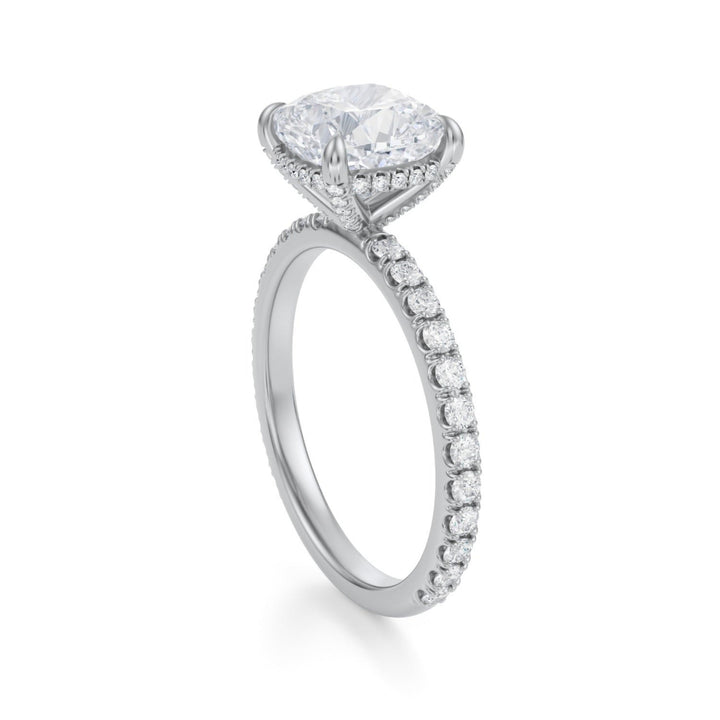 Cushion Pave Basket With Pave Ring