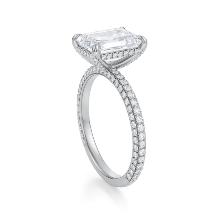 Emerald Pave Basket With Trio Pave Ring